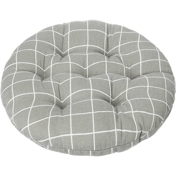 eMiYN Rund sittdyna för uteplats, golvkudde, rund stolsdyna, utomhus sittdynor för sittande meditation yoga Li Grey Grid 1 st (förpackning om 1)
