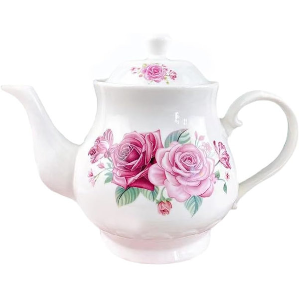 acona Tekanna Keramisk Kaffeepott, Vintage Rose Tekanna, Tekanna för Hemmakontor, 1000 ml Liten