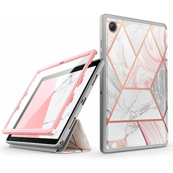 lason Cosmo Series Fodral för Samsung Galaxy Tab A8 10.5'' (2022 Release), Helkropp Trifold med inbyggt skärmskydd Marmor