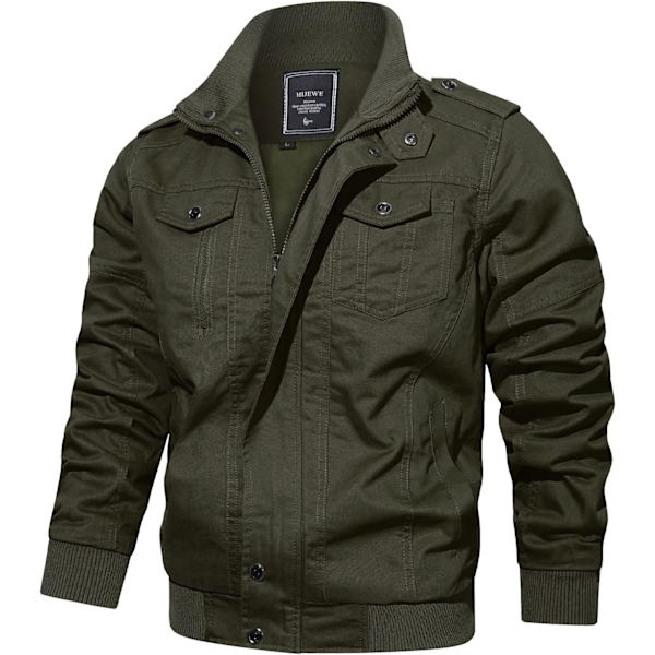 EWE Herr Militärjacka Utomhus Lätt Bomullsjacka Casual Bomberjacka 02#armégrön Medium