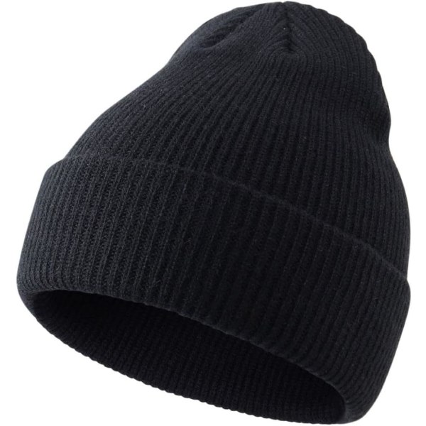 racy Toddler Beanie Hat för pojkar flickor utomhus barn vintermössor manschett stickad mössa svart 2-4T