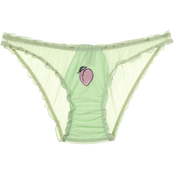 NFUN Dam Sexy Cartoon Underkläder Roliga Bokstäver Tryckta Trosor Naughty Thong Briefs Grön Persika Liten