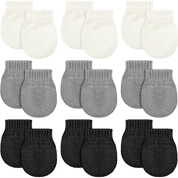 airs Baby Vintervantar för 0-6 månader Baby No Scratch Nyfödda Vantar Vante Spädbarn Varm Vante Svart, Grå, Wh