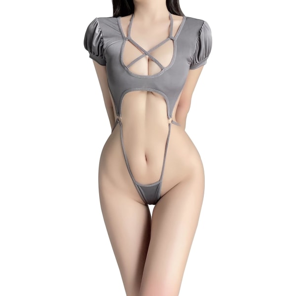 GUYUN Anime Body Cosplay Underkläder För Kvinnor Kawaii Klänning Snörning Ihåliga Japanska Body Underkläder Sexiga 1054grå