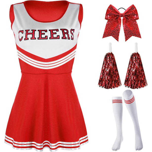 Cheerleader-dräkter för flickor och kvinnor, festkläder för fest, rött, litet
