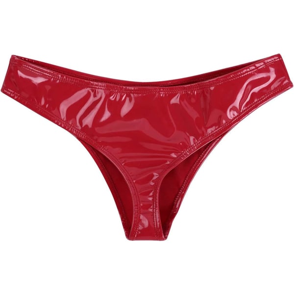 KMD Dam PU String Rave Party Bottoms Låg Midja Hög Skuren G-String Stringtrosor Röd Medium