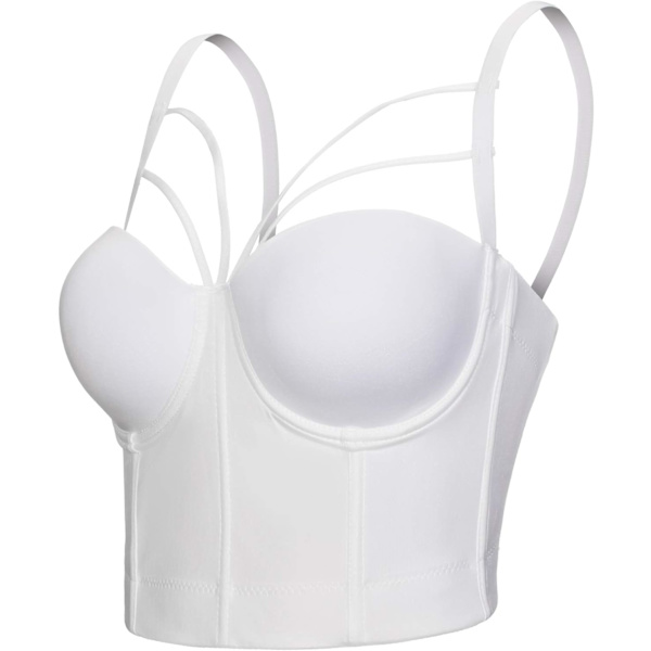 nyi Dam Cross Cut Smooth Bröllop Fest Gotisk Bustier Crop Top Bh Väst Bur Crop Top Vit Medium