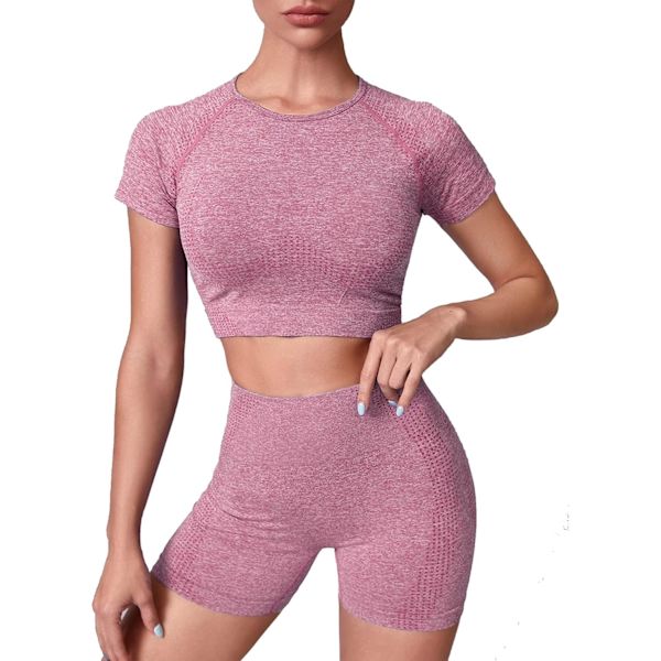nbow raccoons träningskläder för kvinnor 2 delar kortärmad crop top sömlös hög midja yogashorts set