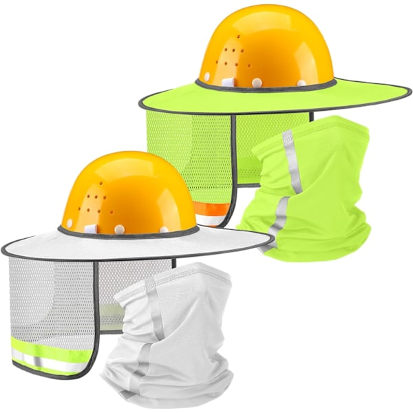 ieces/ 2 set solhatt med hög synlighet solskydd full bredd mesh nackskydd solskydd nackskydd nackskydd bandana ansikte  gul, ljus