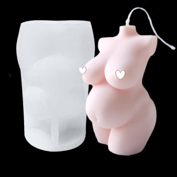 YS 4 st 3D tecknade små flickor docka silikon form, söt prinsessa med klänning Molds för vaxaromaterapi gravid kropp（L