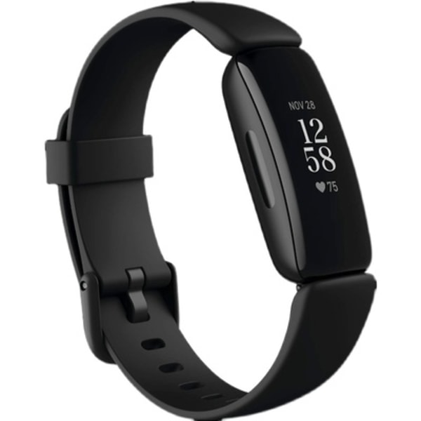Inspire 2 Health &amp; Fitness Tracker med en gratis 1-årig Fitbit Premium-testperiod, 24/7 puls, svart/vit, en one size svart