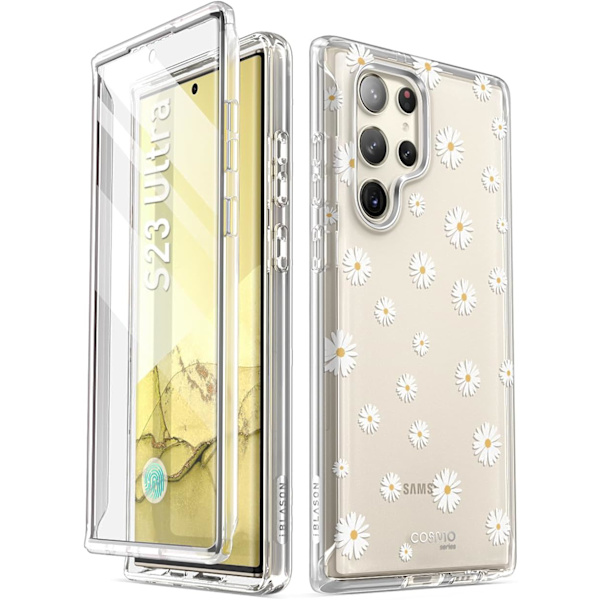 lason Cosmo Series för Samsung Galaxy S23 Ultra Case ( Release), Slim Full-Body Stylish Protective Case med inbyggd WhiteDaisy