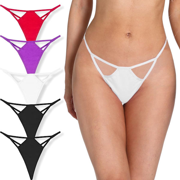 y Stretch Blend Micro T Back Low Rise Cheeky Exotic Thongs Variety invisible Patterns Women Underwear Regular & Plus Siz 5 Pcs Thong Typ X-Large