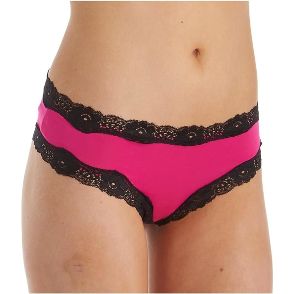 amgirl Kvinnors Cheeky Trosa med Criss-Cross Rygg Hot Pink/svart 1X