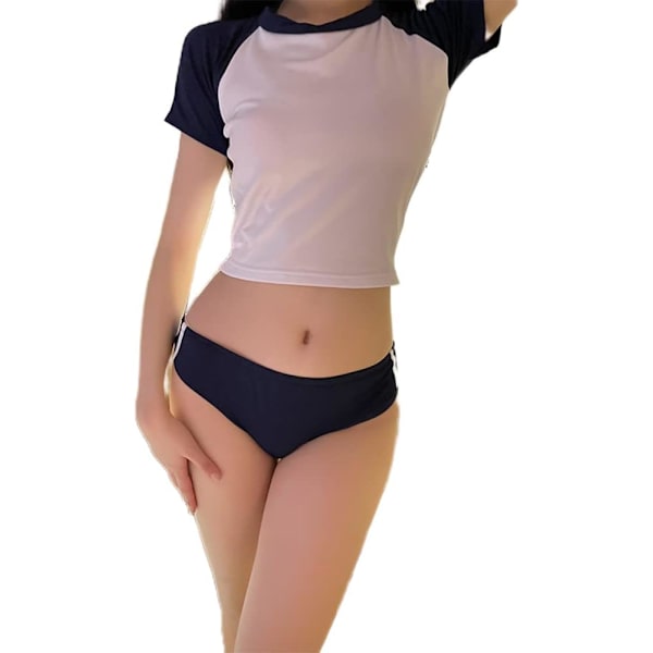 Lek skolflickadräkt japansk underkläder kvinnlig uniform frestelse sexig perspektiv Blå3