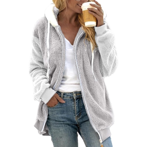 Dam vinter fuzzy fleece jacka huva färgblock lapptäcke kofta rockar oversized fluffig sherpa ytterkläder med fickor
