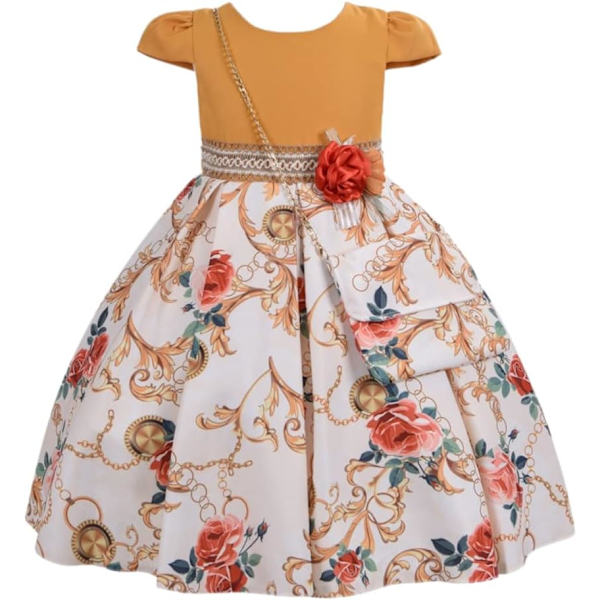Cosplay Elegant Flower Glown Dress för flickor Unga vuxna Mode Båge Blomma Barn Fest Festival Åldrar 5-9 år Gammal Vit - 2 5T