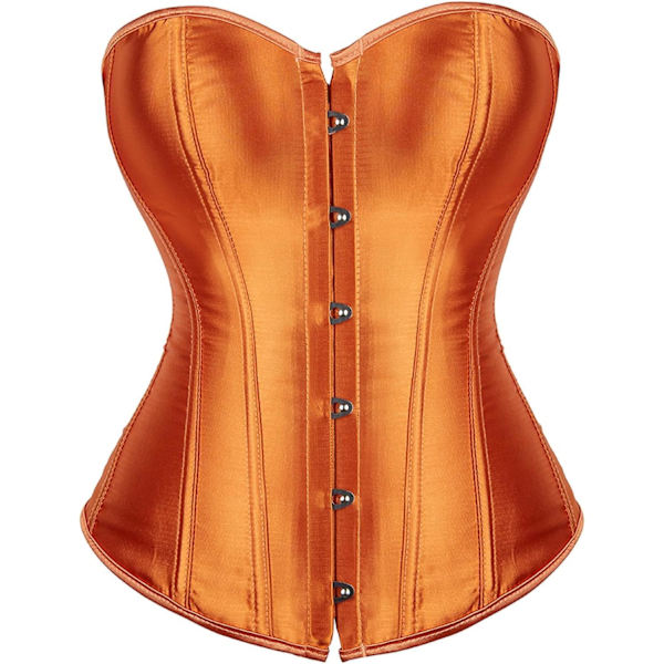 HOU Dam Bustier Korsett Topp Plus Storlek Satin Midja Cincher Overbust Bustiers Orange Liten
