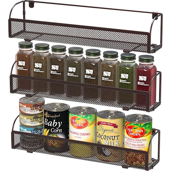 pleHouseware Väggmonterad kryddhylla Organizer Förvaring, Set om 3, Brons Brons Set om 3