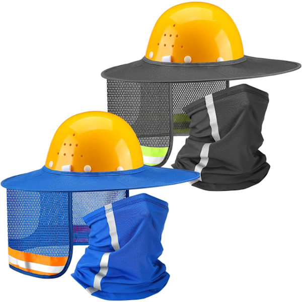 4 st Hjälm Solskydd Full Brim Hjälm Solskydd Bandana Ansiktshalsduk Nackskydd Sommartillbehör (Grå, Orange)