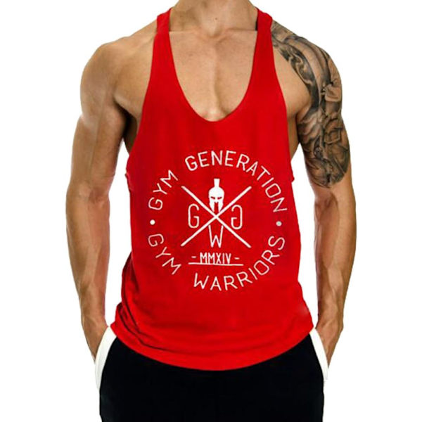 UGUAN Herr Tank Top Gym Träning Tank Top Bodybuilding Ärmlös Gym Träning Tank Top Röd Medium