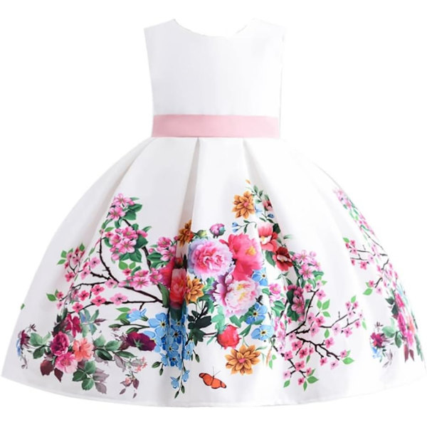 Cosplay Elegant Flower Glown Dress för flickor Unga vuxna Mode Bow Flower Barn Fest Festival Åldrar 5-9 år Gammal Lök 9 år