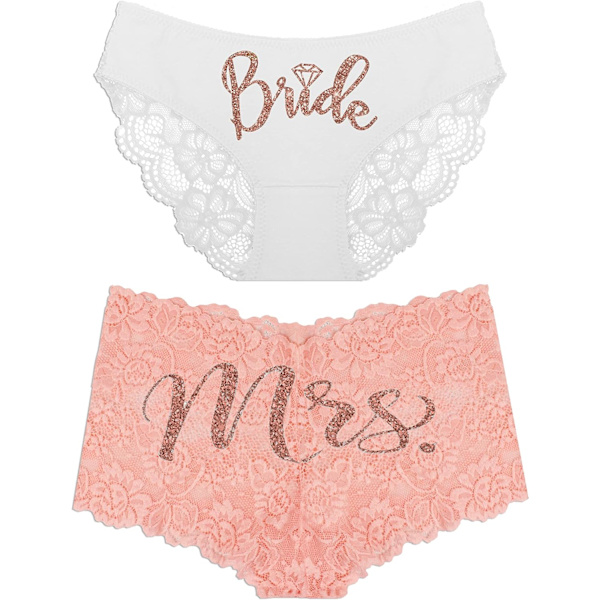 nestoneSash Brudpanties Bröllop - Brudpanties för kvinnor - Möhippa Brudparty Lingerie Pärlspets (Ros Medium