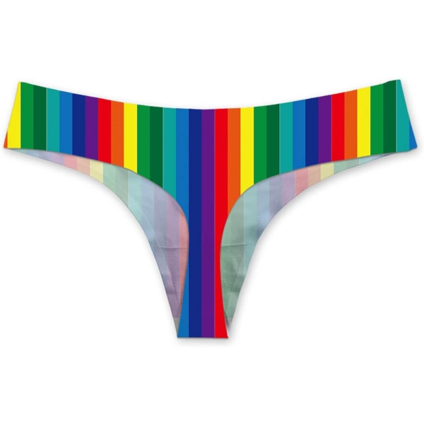 oranimal Sexig 3D Djurkatt Printed G String Trosor för kvinnor Underkläder Rainbow lgbtq g Large
