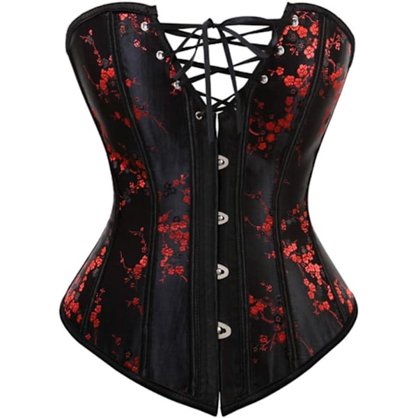 HOU Dam Bustier Korsett Topp Plus Storlek Satin Midja Cincher Overbust Bustiers Svart-1 Liten