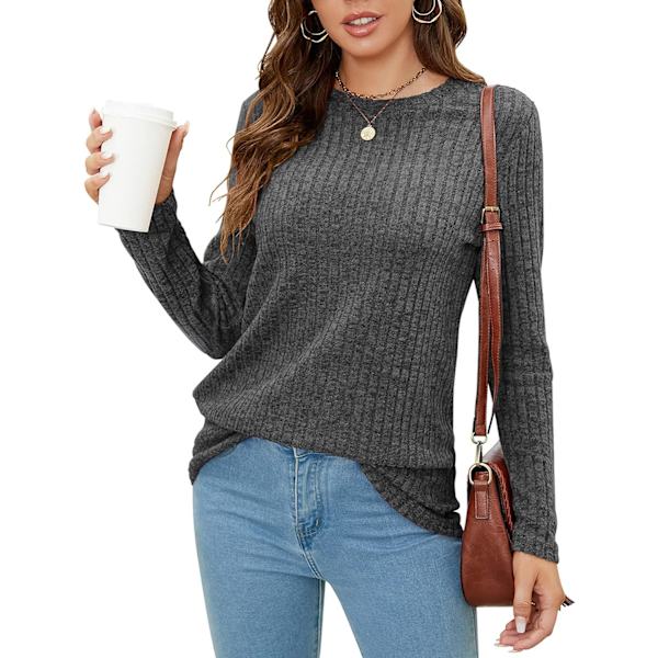 pleFun Dam tröjor för kvinnor Lättvikts Höst Casual Långärmad Crewneck Pullover Toppar