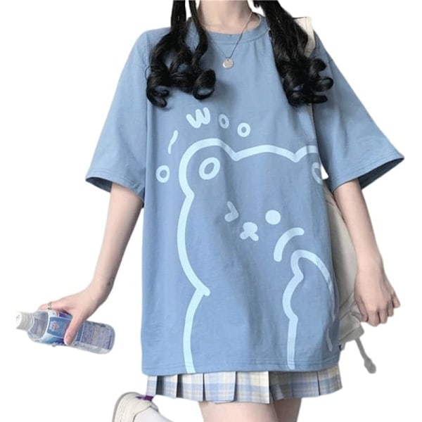 uMulin Harajuku Style Kawaii Fashion Pastel Gothic Clothes Crewneck Soft Cute Cartoon Winking Bear T-Shirt