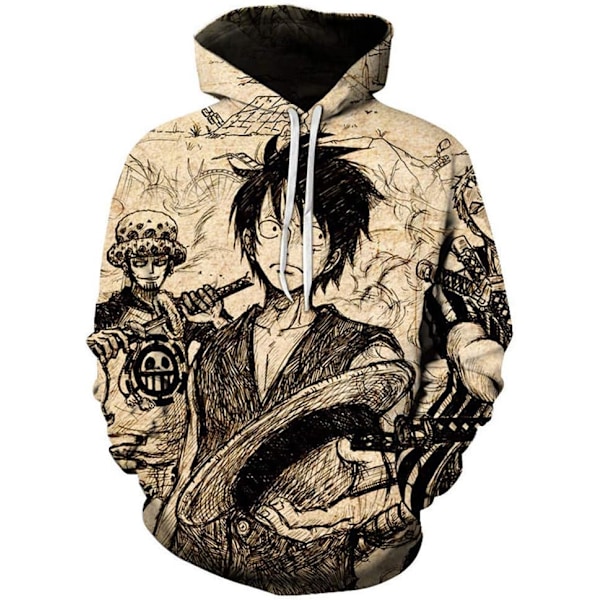 Cosplay 3D Anime Pullover Hoodie Monkey D Luffy Halloween Unisex Vuxen Manga Merch Tröja Med Kängurufickor  3X-Large
