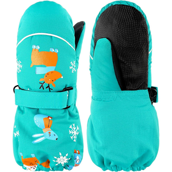 s Thicken Snow Mittens Unisex Vattentäta Skidhandskar Vinter Varma Handskar för Pojkar Flickor Lake Blue 1 - 4T