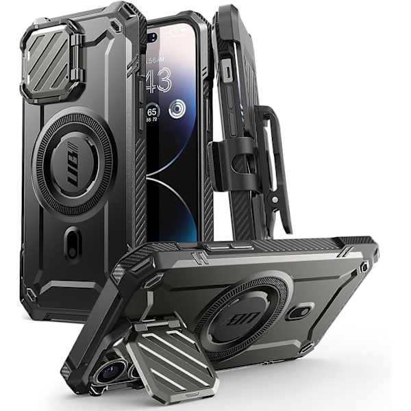 CASE UB Mag XT för iPhone 14 Pro Max/iPhone 13 Pro Max Fodral med Kameraskydd, [Kompatibel med MagSafe] Helkropp Rugge Svart