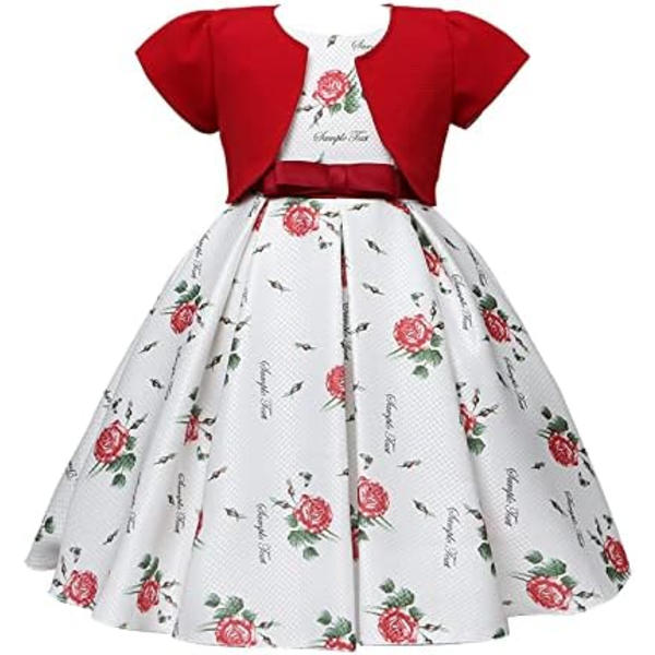 Cosplay Elegant Flower Glown Dress för flickor Unga vuxna Mode Båge Blomma Barn Fest Festival Åldrar 5-9 år Gammal Röd - 3 8 år