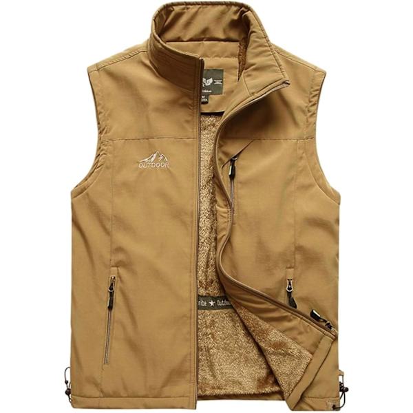 uo herr Sherpa-fodrad fleeceväst vinterfiske reseverktygsväst Gilet Khaki Small