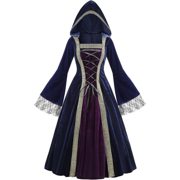 orful House Plus Size medeltida klänning, renässansprinsessdräkt för kvinnor blå/lila stor