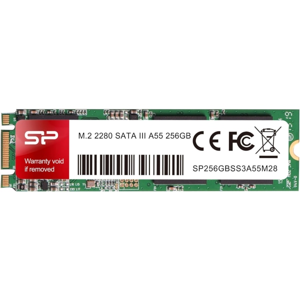 Sicon Power 256GB A55 M.2 SSD (SLC-cache för hastighetsökning) SATA III intern solid state-enhet 2280 (SU256GBSS3A55M28AB)