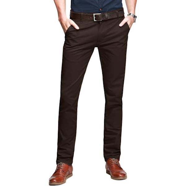 ch herr Slim Tapered Flat Front Casual byxor 8025 mörkbrun 32
