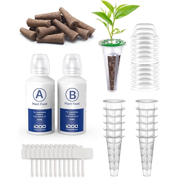 O Seed Pods kit för ID-IG301, ID-IG303, I-D-01 Hydroponics Garden Kit, Inkluderar 12 st tillväxtsvampar, 12 st korgkit, 1
