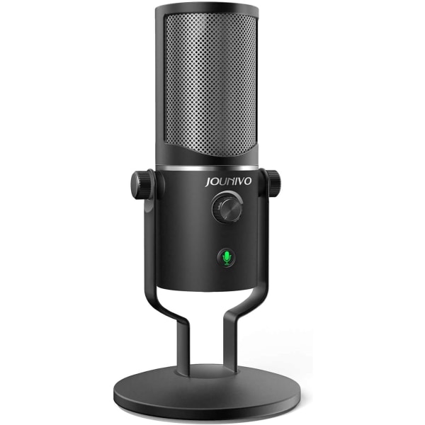 U-skrivbordsmikrofon med avstängningsknapp, Plug&Play-kondensator, dator, PC, bärbar dator, Mac, PS4-mikrofon LED-indikator -360 gåshalsdesign -inspelning, YouTu