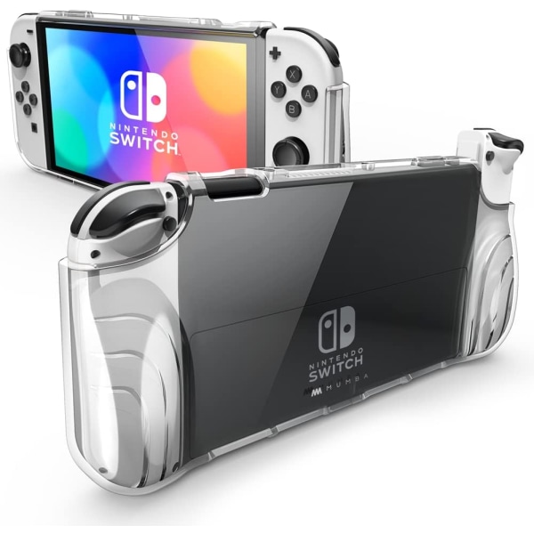 ba Case till Nintendo Switch OLED 2021, [Thunderbolt Series] Skyddande genomskinligt cover med TPU-grepp Kompatibel med Nintend Clear