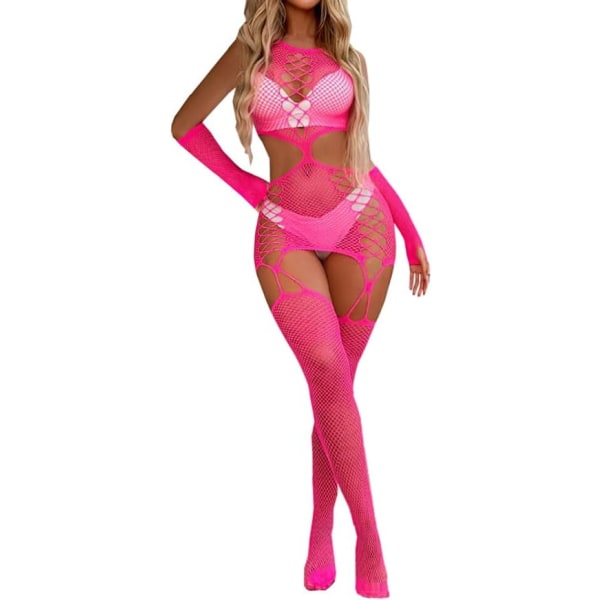 ysa Dam Sexiga Underkläder Plus Size Lingerie Bodysuit Babydoll Negligee Mesh Teddy Nattkläder Bodystocking Fluorescens Pi