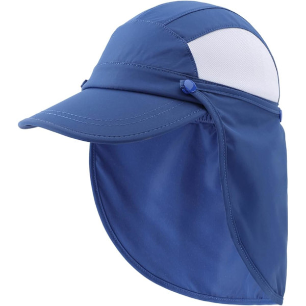 racy Utomhus Barn Solskydd Mössa Mesh UPF50+ Nackskydd Hatt Snabbtorkande Solhattar Blå En Storlek