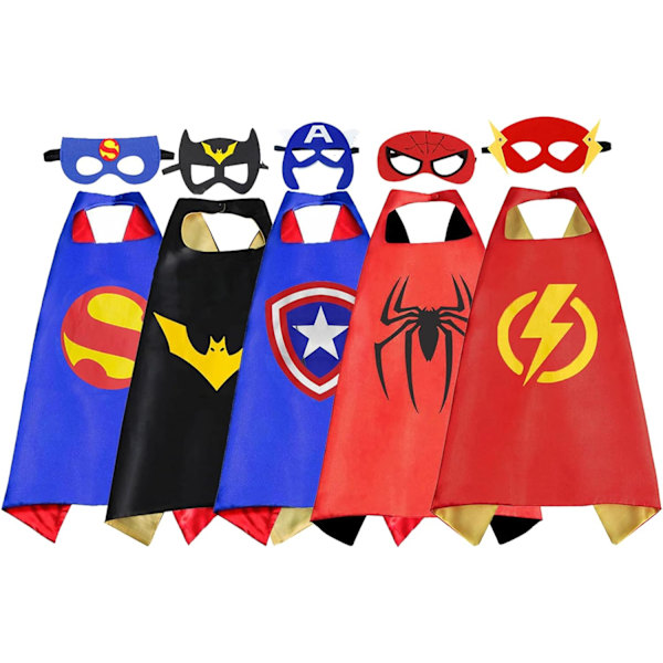 Ks Costumes 5PCS Superhjälte Capes Set för Pojkar, Flickor Klä Ut Festgåvor Födelsedag