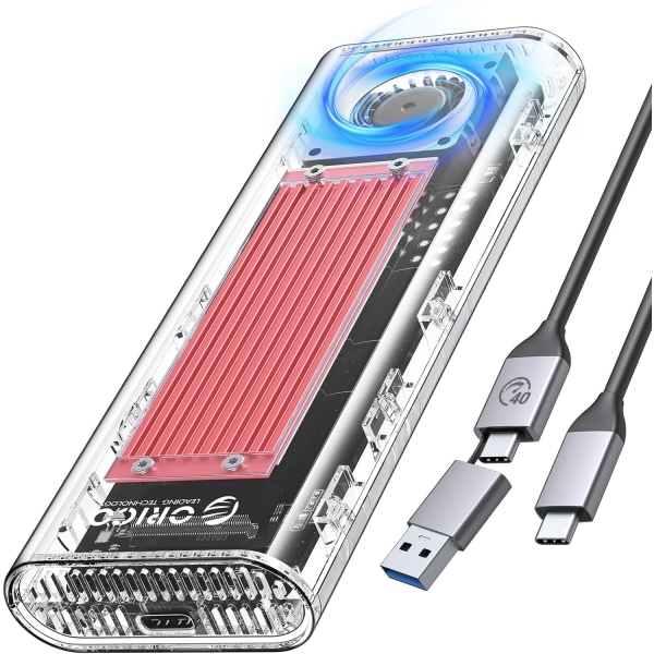 8  40 Gbps M.2 NVMe SSD-hölje med inbyggd kylfläkt, verktygsfritt externt hårddiskhölje, stödjer 2230 2242 2260 2280 (endast M-nyckel), kompatib