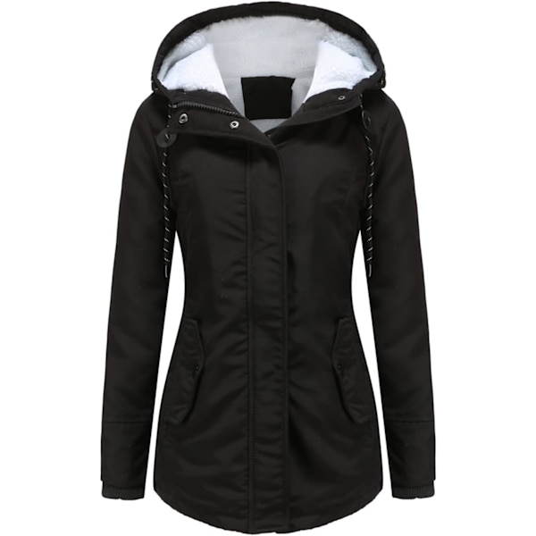 FUL Dam Varm Vinterrocka Tjock Fleecefodrad Parka Plus Storlek Jacka Med Huva