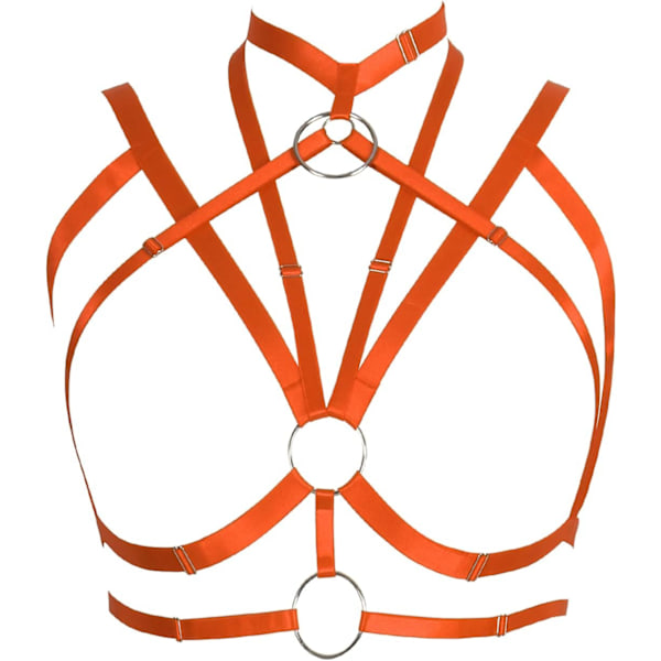 sv Kropp Sele Elastisk Kuplös Bur Korg Justerbar Ihålig Ut Strappy Crop Top Rem Bälte Orange
