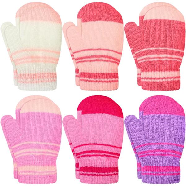 airs Vinter Barnvantar Varma Stickade Småbarnsvantar Babyvantar Mjuka Tjocka Stretchiga Vantar Vantar för Pojkar Flickor 1-4 År Levande Färg Vantar