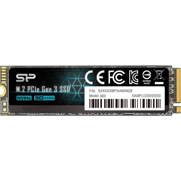 Sicon Power 512GB NVMe M.2 PCIe Gen3x4 2280 Läs/skriv upp till 2200/1600MB/s SSD Solid State Drive SP512GBP34A60M28